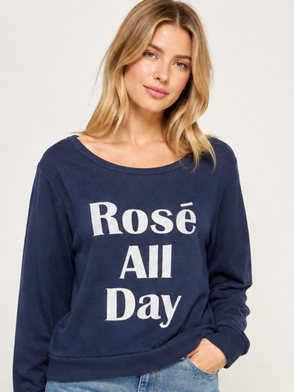 Triumph “Rosé All Day” Navy Graphic Long Sleeve Pullover (S)